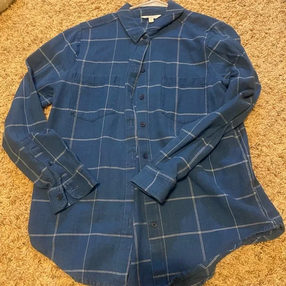 Lucky Brand Navy Checkered Button Down Shirt - Picture 2 of 5